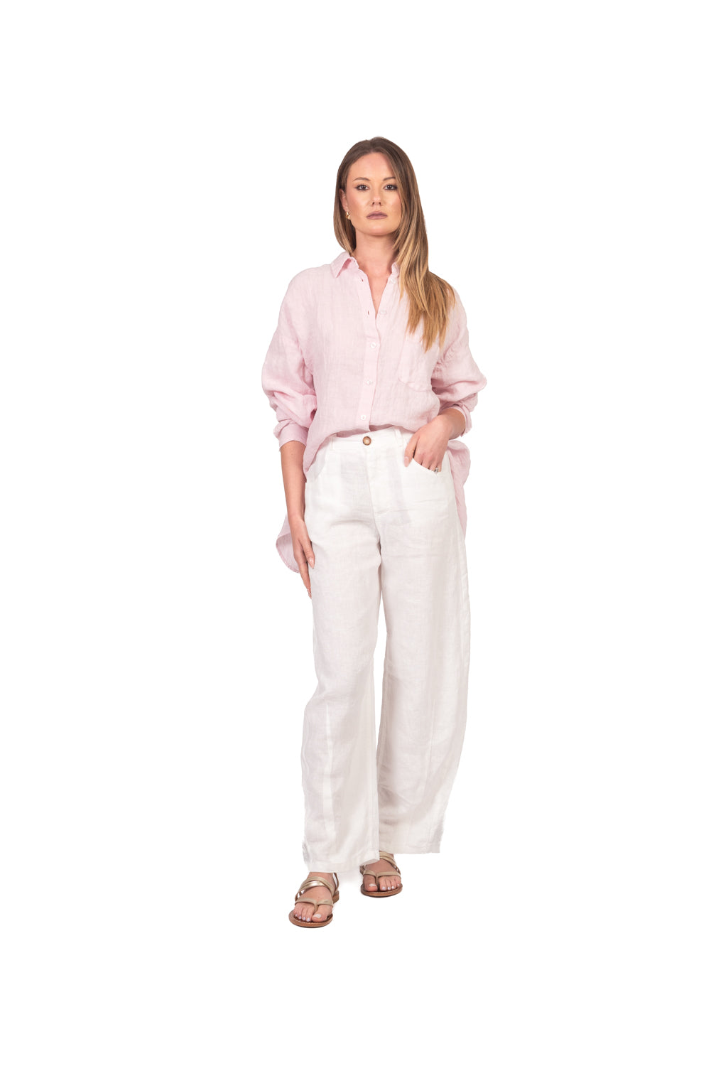 Tensione In - Camicia in lino con taschino Art. C6192-T117SWBAS-PE26