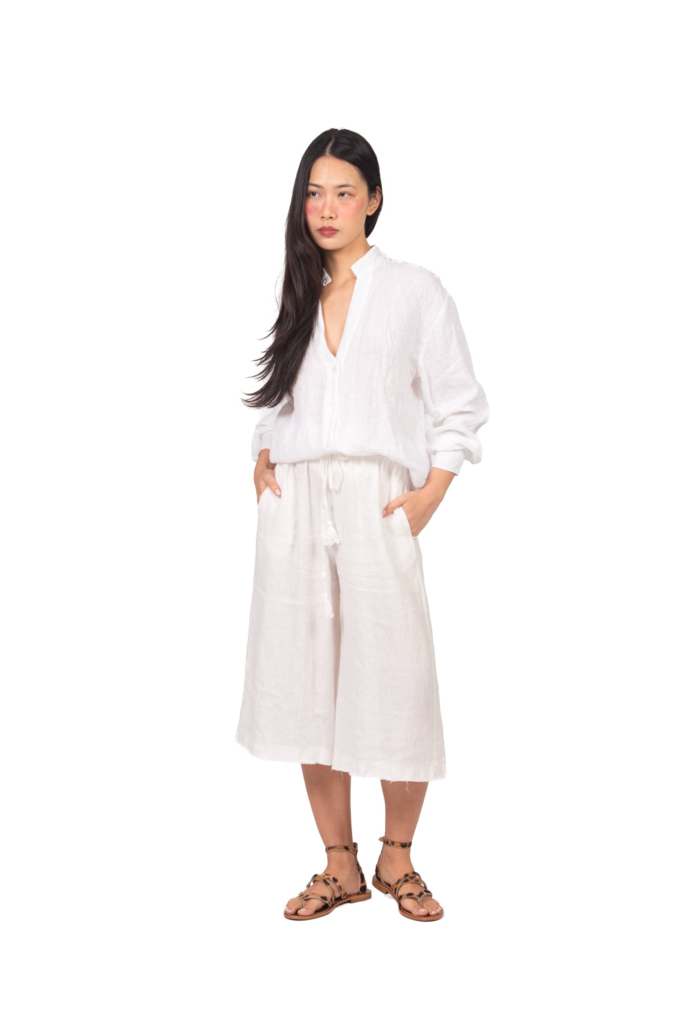 Tensione In - Camicia in lino collo coreano Art. C7038-T117-SWBAS