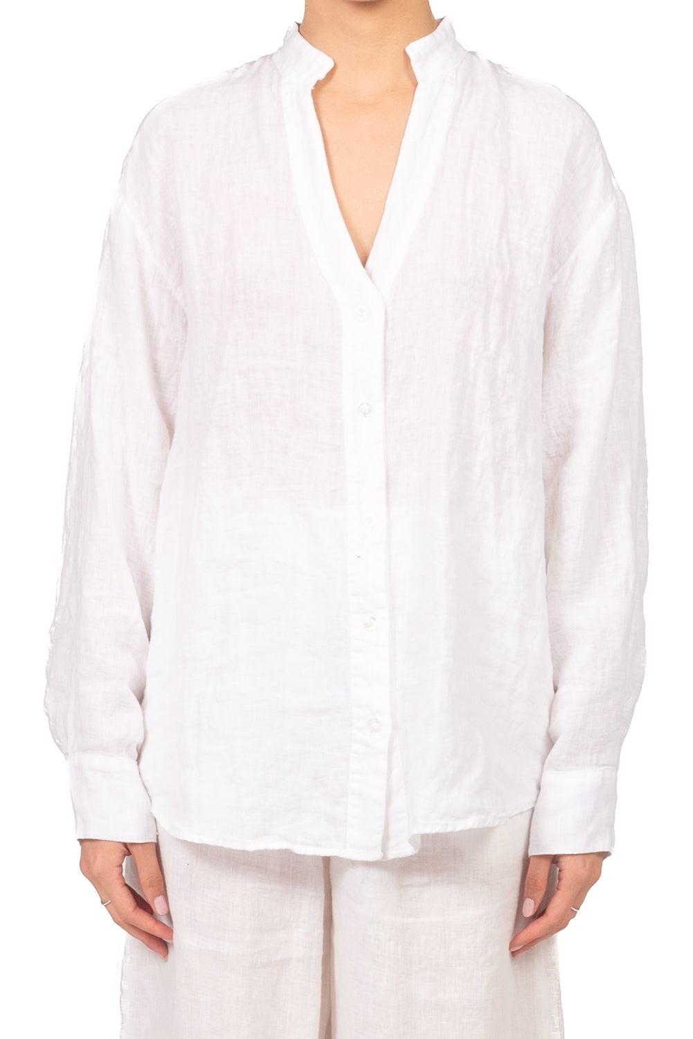 Tensione In - Camicia in lino collo coreano Art. C7038-T117-SWBAS