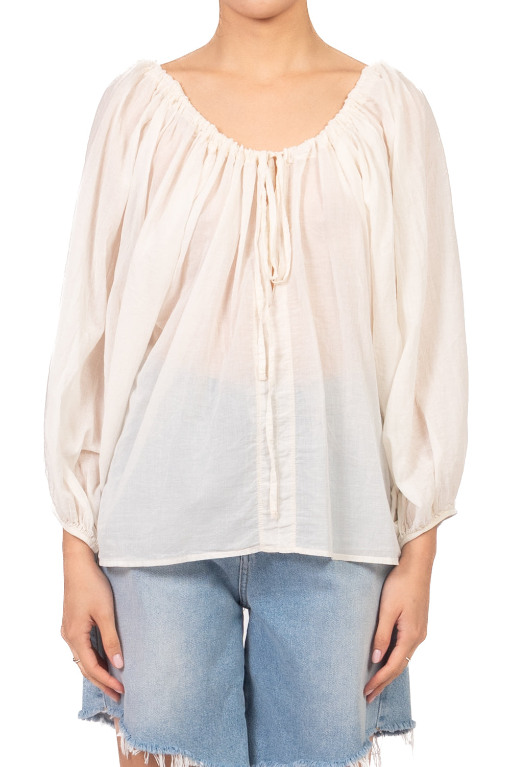 Tensione In - Blusa in mussola scollo arricciato  Art. PE260400