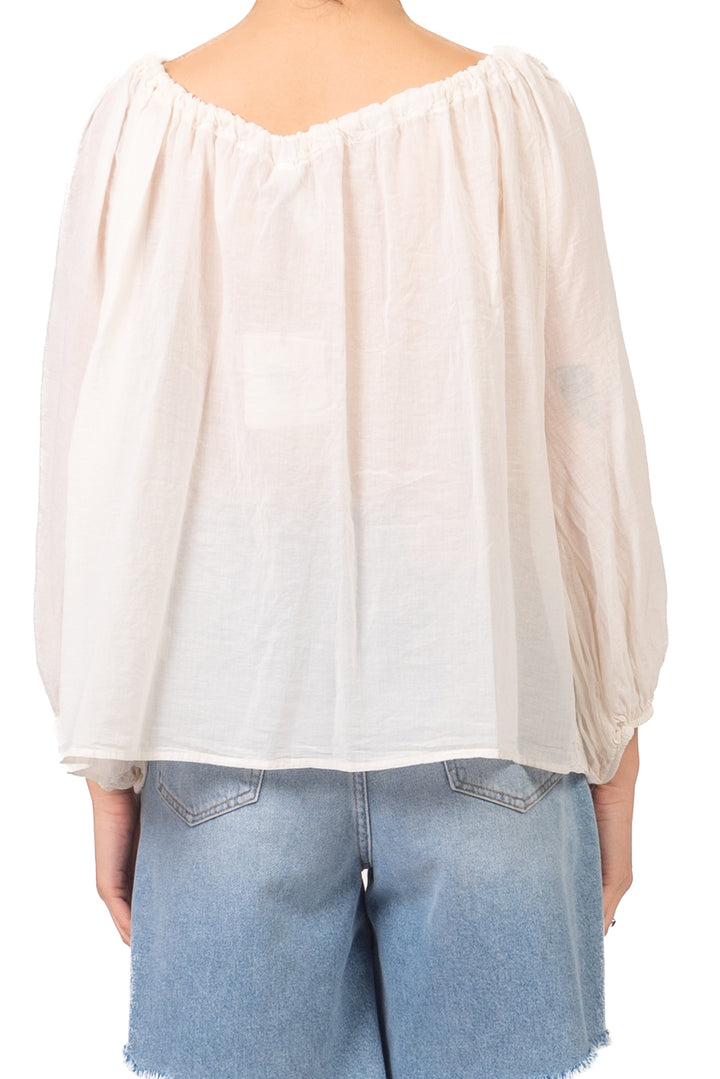 Tensione In - Blusa in mussola scollo arricciato  Art. PE260400