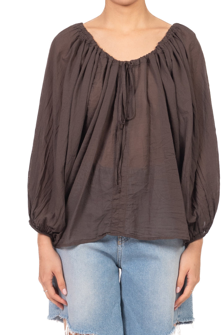 Tensione In - Blusa in mussola scollo arricciato  Art. PE260400