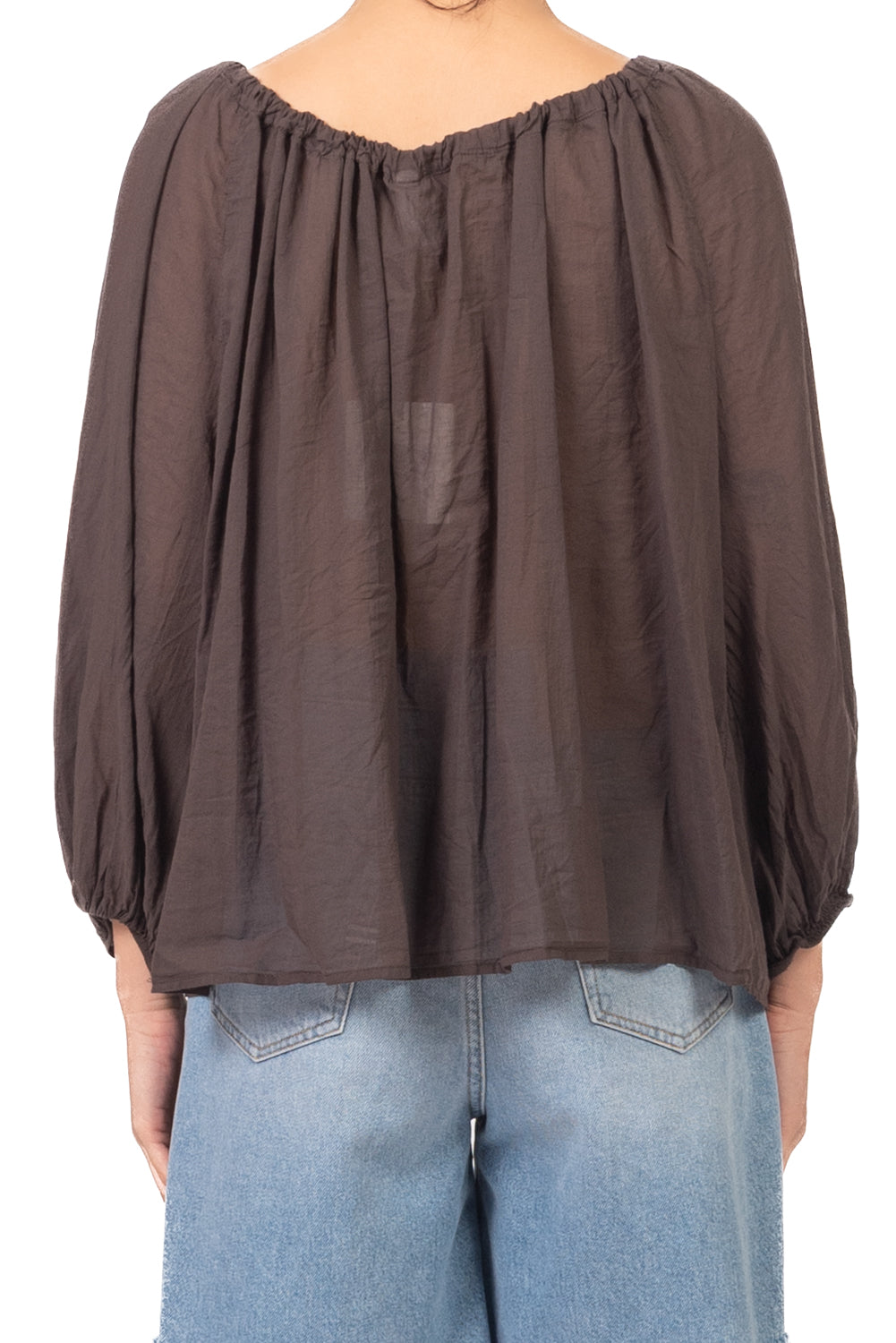 Tensione In - Blusa in mussola scollo arricciato  Art. PE260400