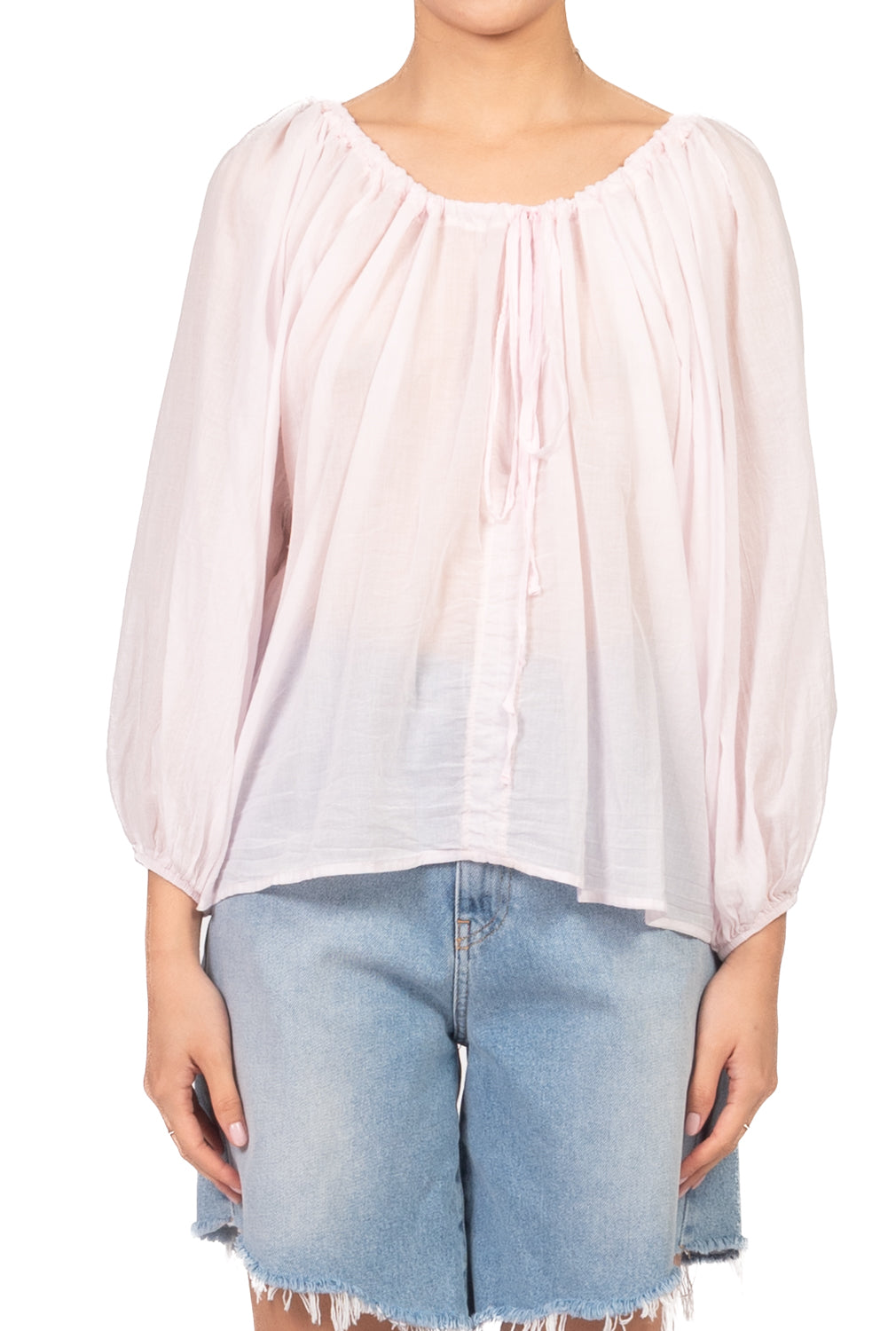 Tensione In - Blusa in mussola scollo arricciato  Art. PE260400