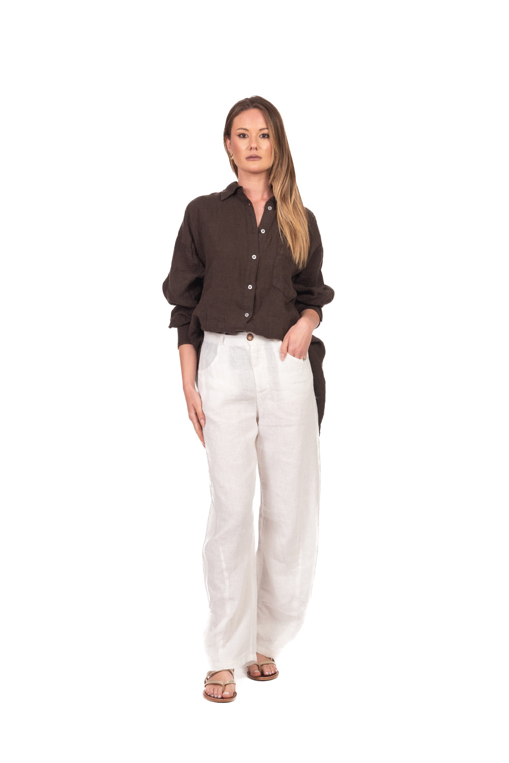 Tensione In - Camicia in lino con taschino Art. C6192-T117SWBAS-PE26