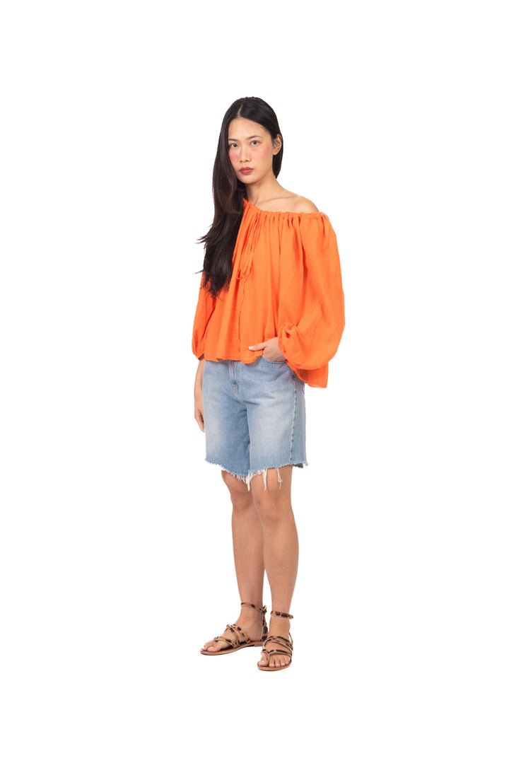 Tensione In - Blusa in mussola scollo arricciato  Art. PE260400