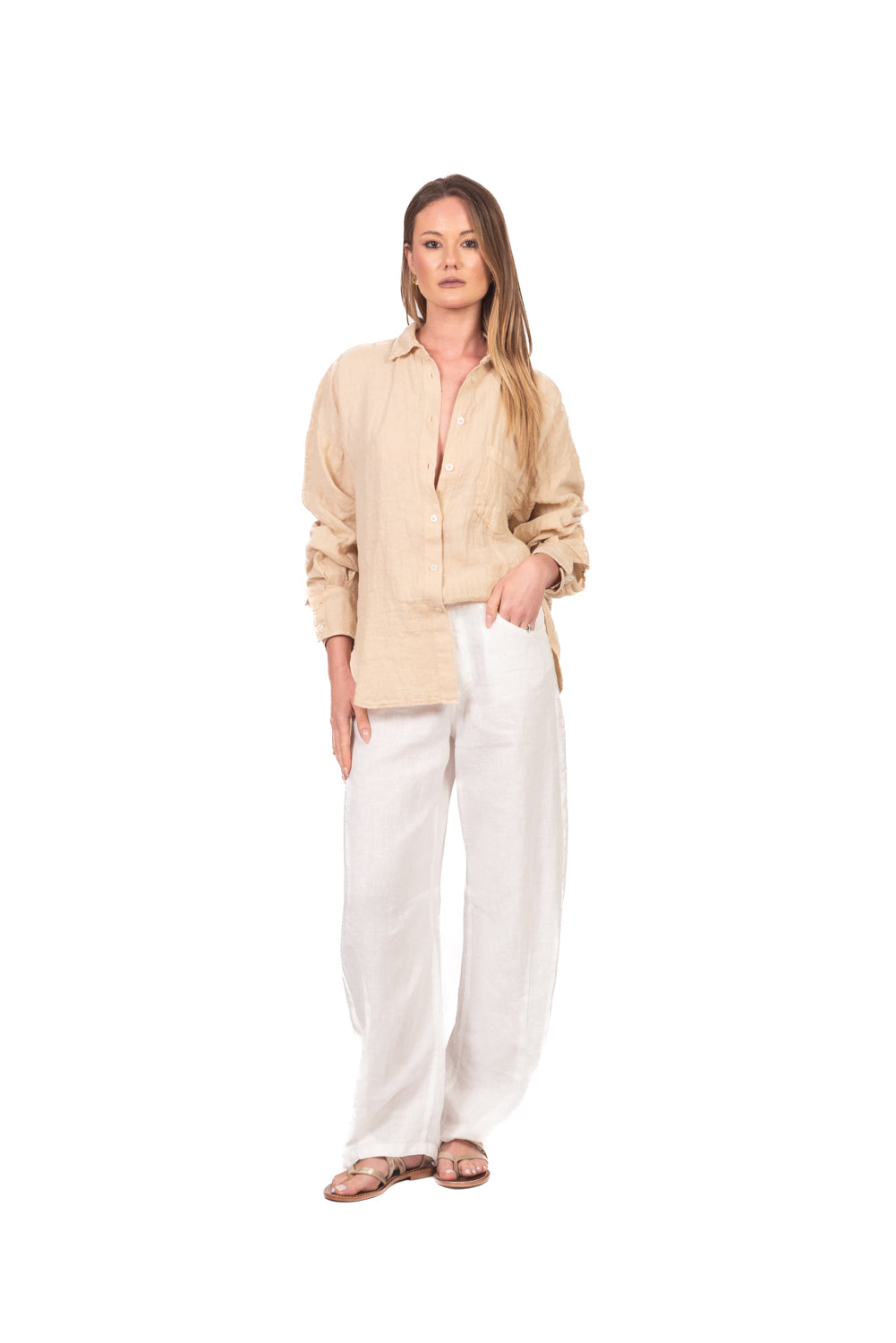 Tensione In - Camicia in lino con taschino Art. C6192-T117SWBAS-PE26