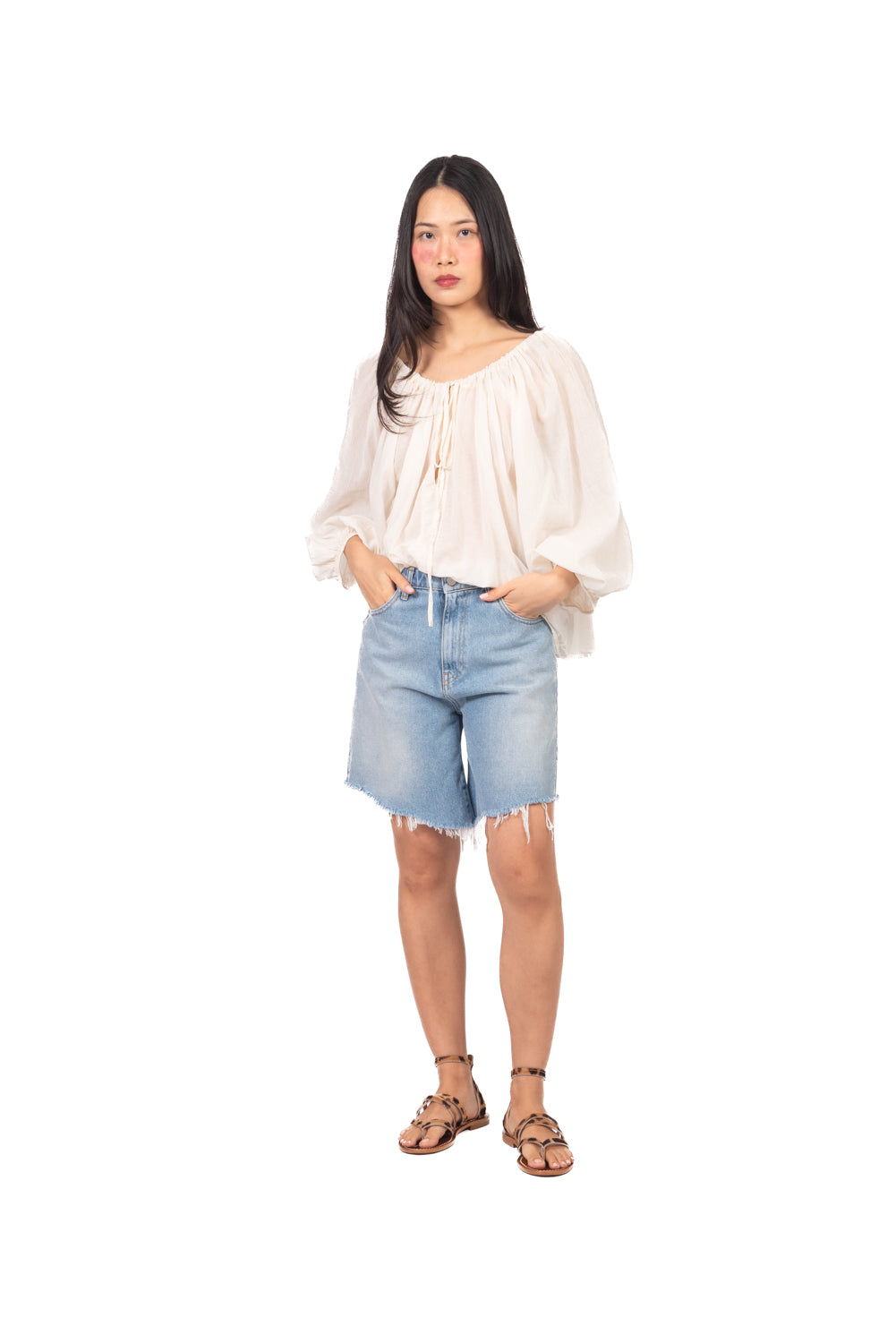 Tensione In - Blusa in mussola scollo arricciato  Art. PE260400