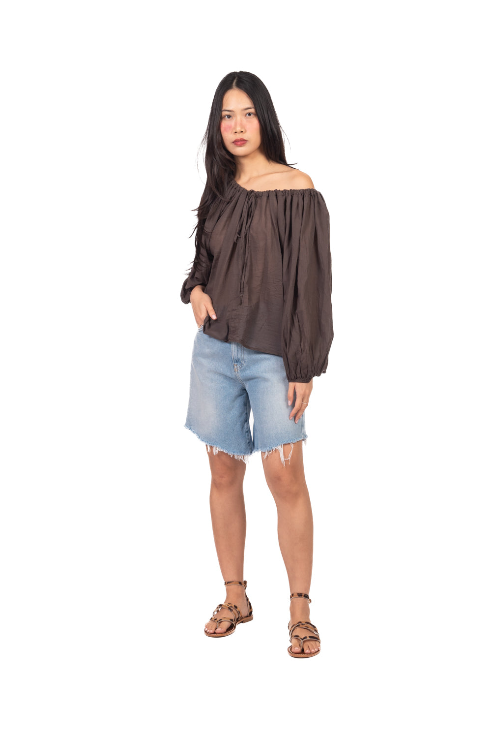 Tensione In - Blusa in mussola scollo arricciato  Art. PE260400