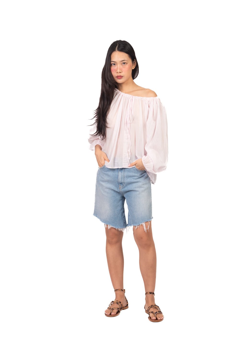 Tensione In - Blusa in mussola scollo arricciato  Art. PE260400