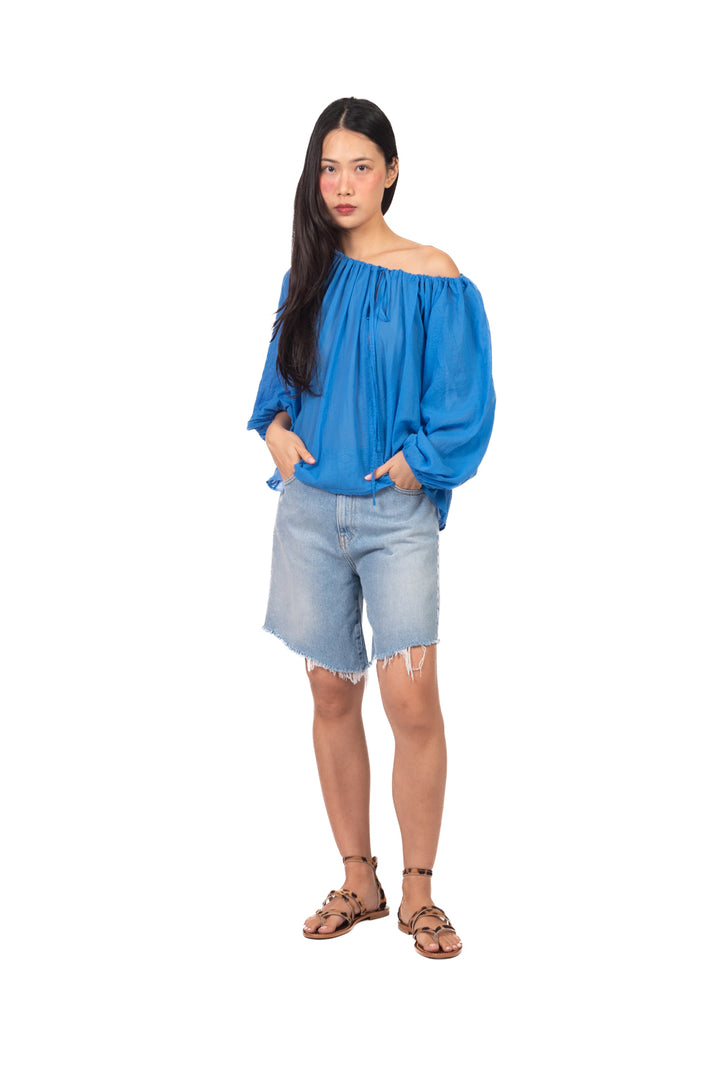 Tensione In - Blusa in mussola scollo arricciato  Art. PE260400