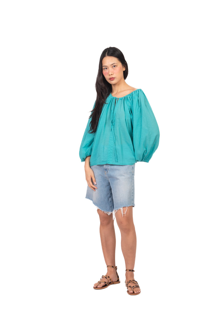 Tensione In - Blusa in mussola scollo arricciato  Art. PE260400