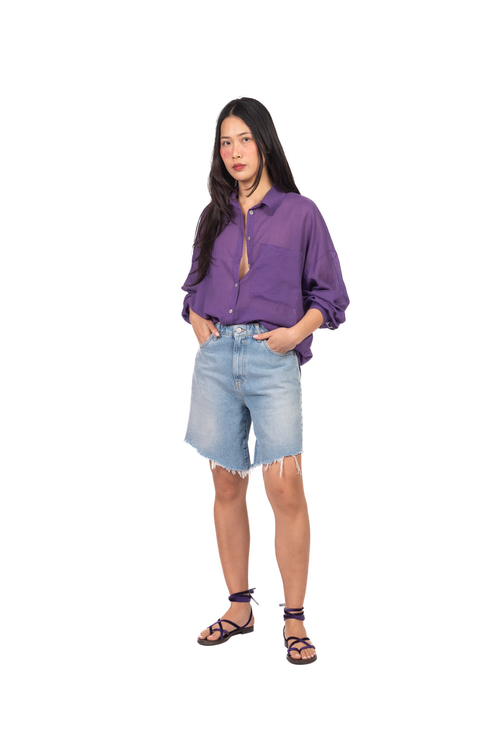 Tensione In - Camicia over in mussola con taschino Art. F8021C35R-PE26