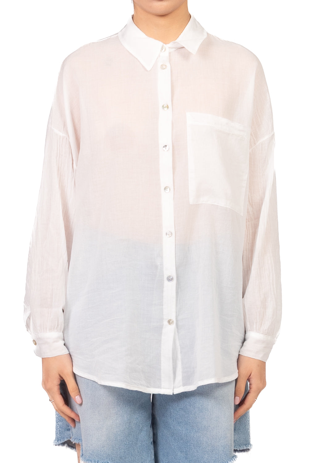 Tensione In - Camicia over in mussola con taschino Art. F8021C35R-PE26
