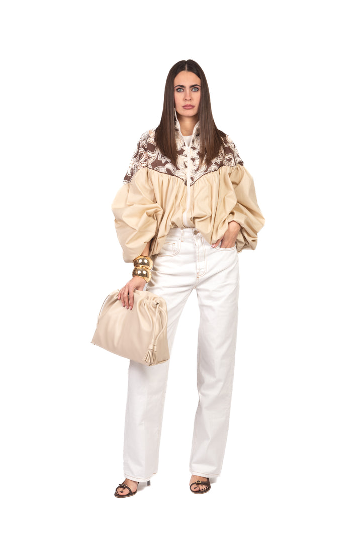 Tensione In - Bomber in pizzo e cotone Art. 38955