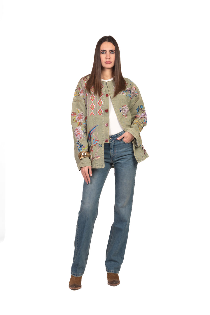 Emunà - Giacca in denim con ricami