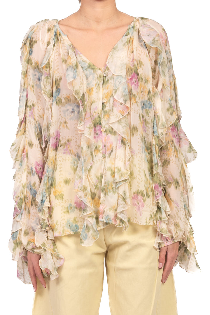 Tensione In - Camicia floreale con rouches Art. S26C966