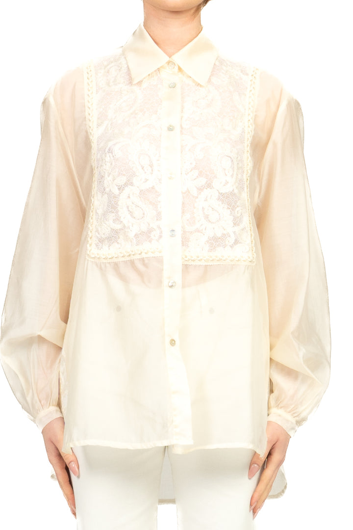 Vicolo - Camicia mussola con inserti pizzo Art. TAB1638