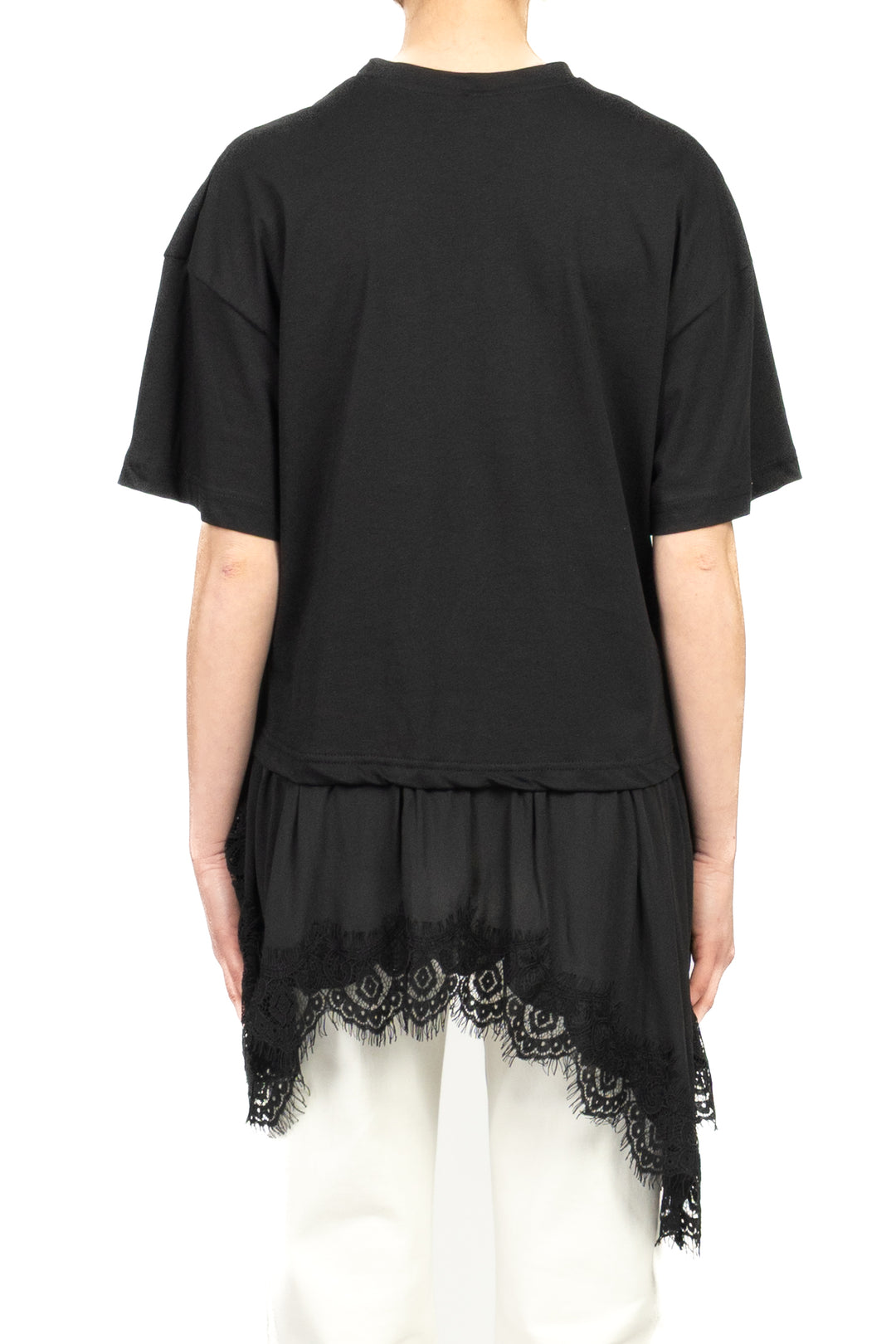 Tensione In - T-shirt asimmetrica con pizzo Art. S26M974