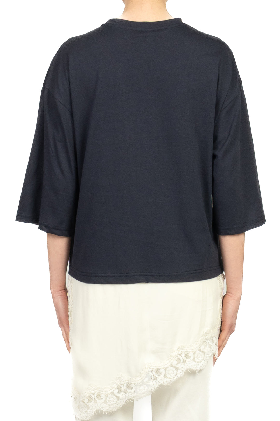 Tensione In - T-shirt asimmetrica con pizzo Art. S26M975