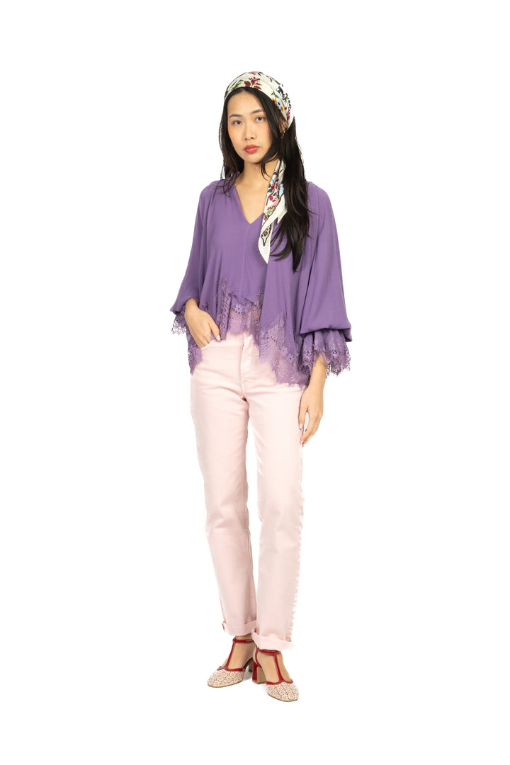 Tensione In - Blusa scollo V intarsi pizzo Art. S26C533