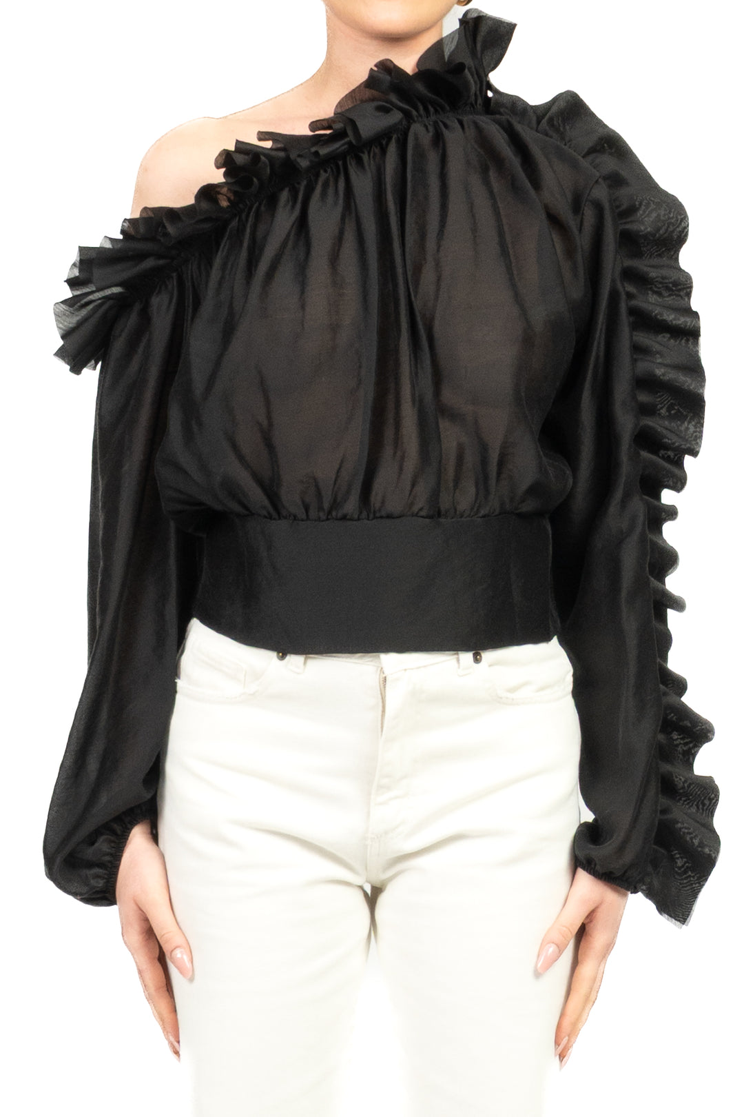 Tensione In - Blusa asimmetrica con rouches Art. PE260125