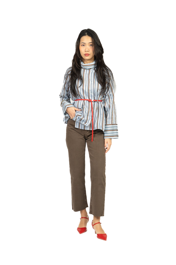 Dixie - Camicia bacchettata chiusura asimmetrica Art. CFMZ1IP