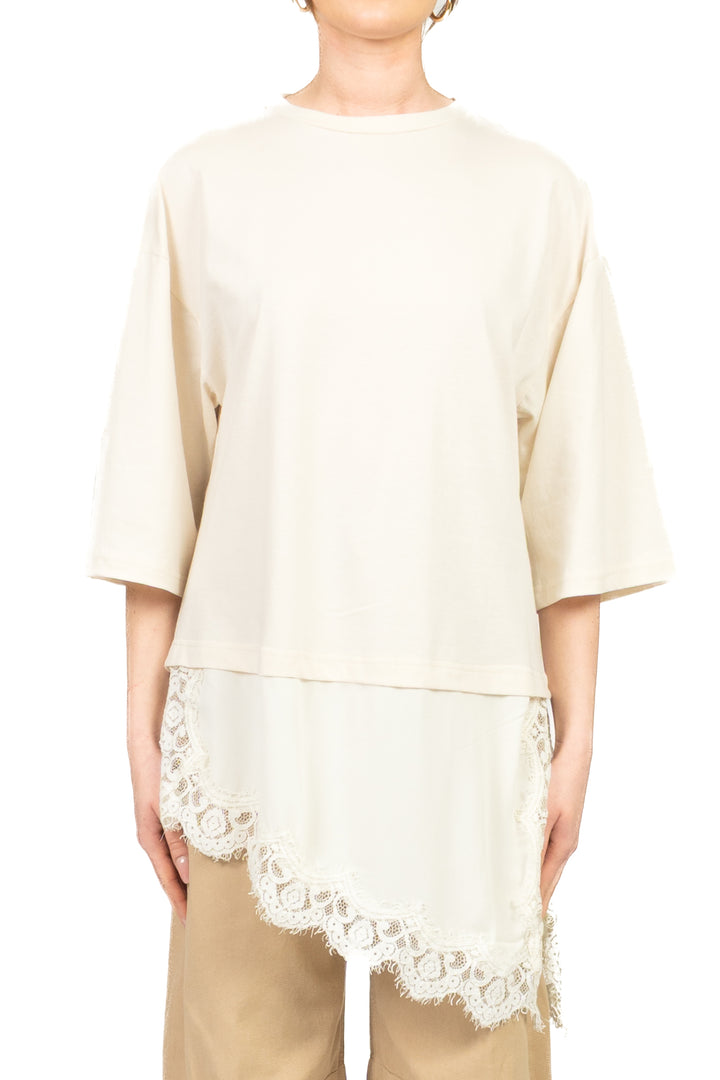 Tensione In - T-shirt asimmetrica con pizzo Art. S26M975