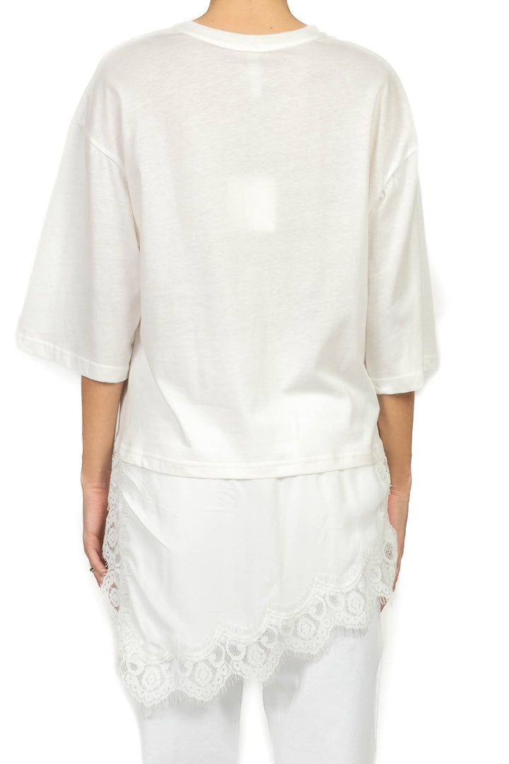 Tensione In - T-shirt asimmetrica con pizzo Art. S26M975