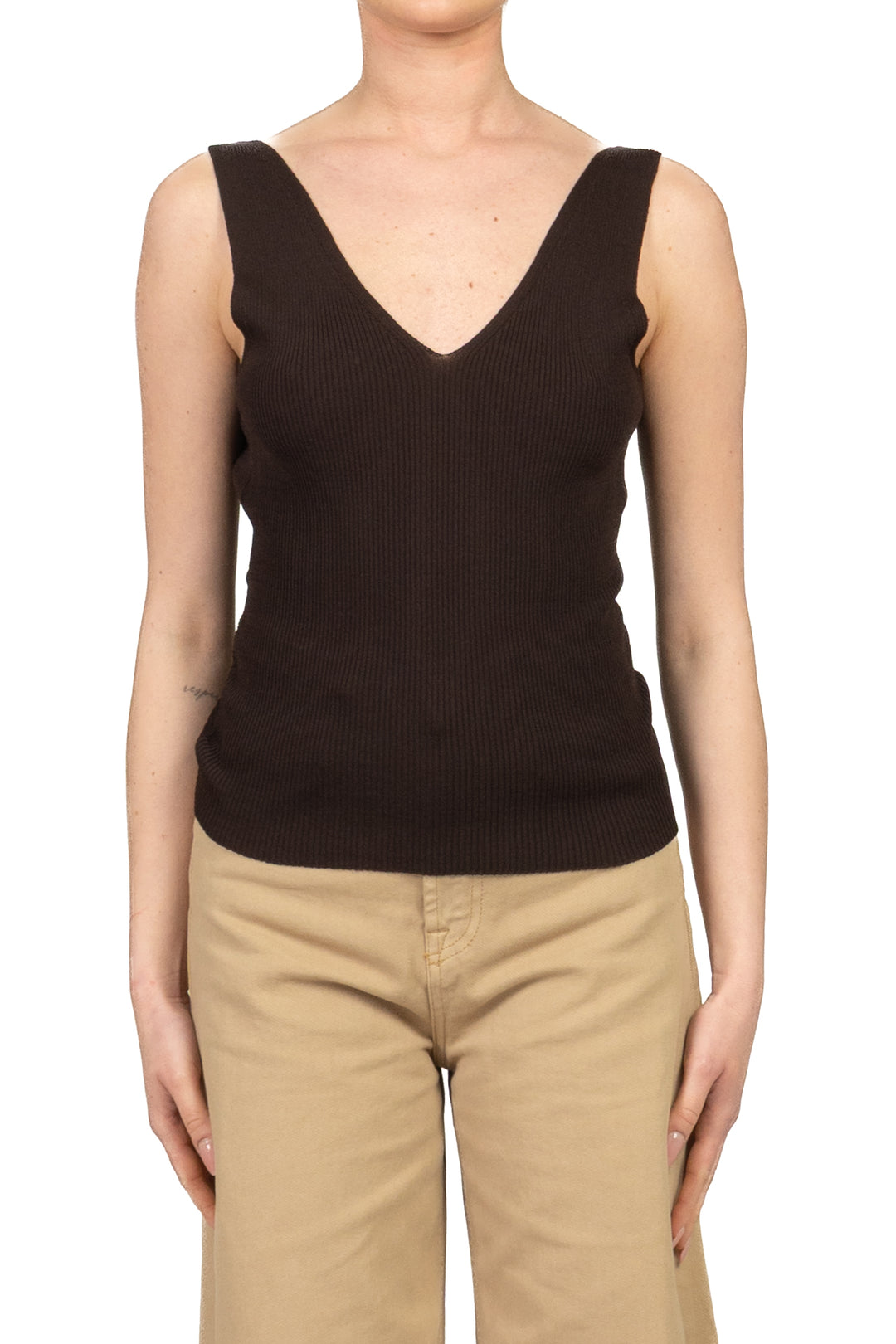 Vicolo - Top a costine scollo V Art. 4AB4015