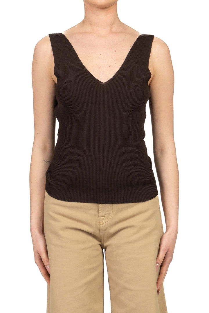 Vicolo - Top a costine scollo V Art. 4AB4015