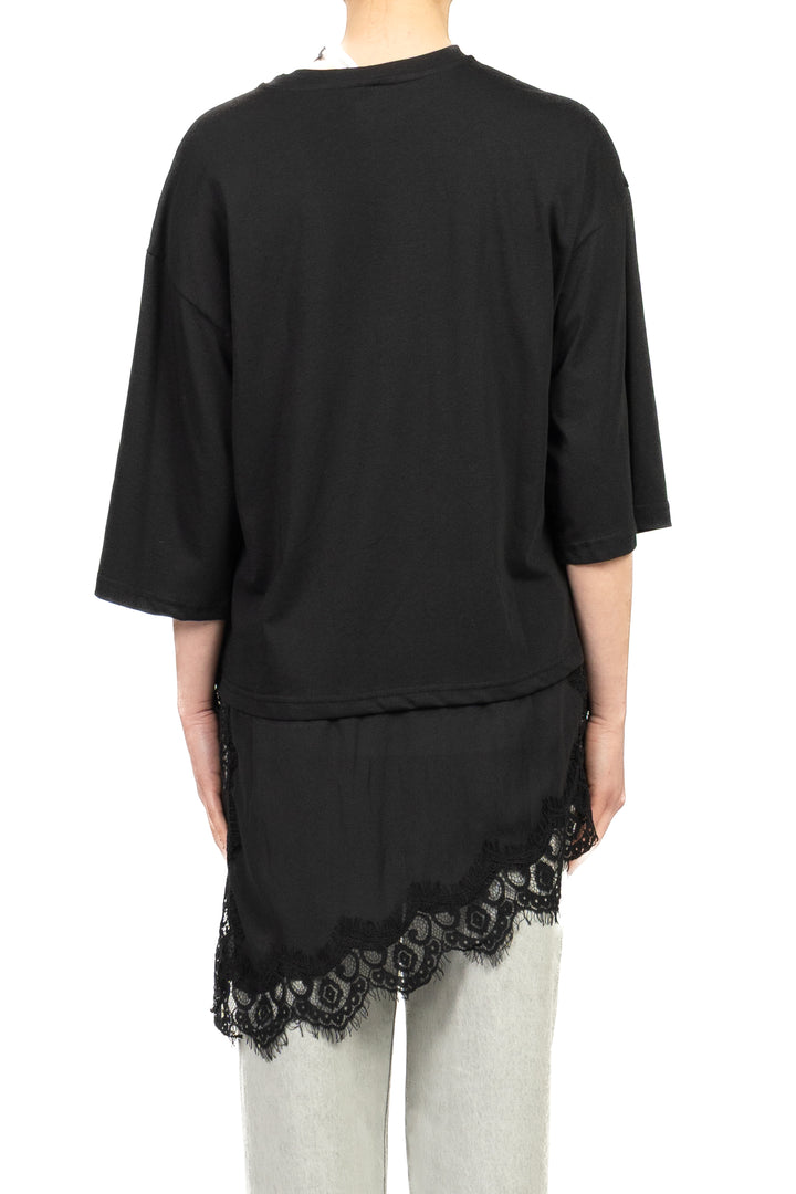 Tensione In - T-shirt asimmetrica con pizzo Art. S26M975