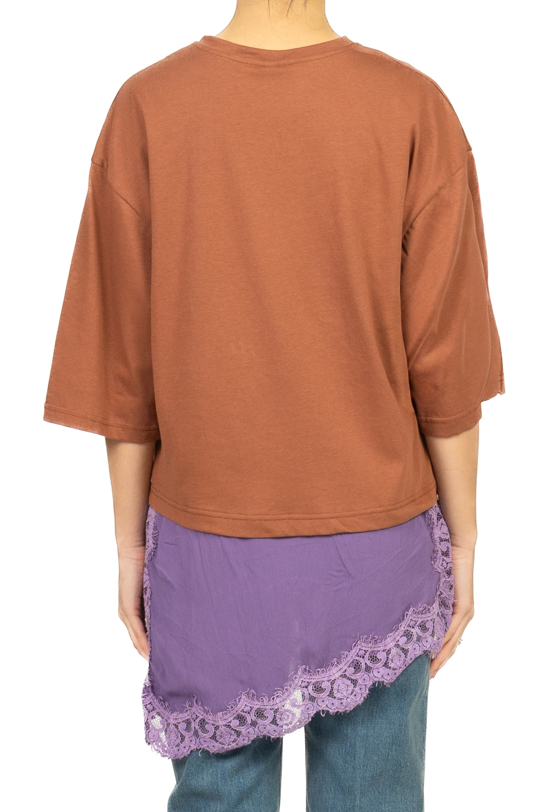 Tensione In - T-shirt asimmetrica con pizzo Art. S26M975