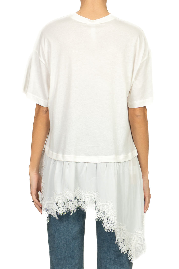 Tensione In - T-shirt asimmetrica con pizzo Art. S26M974