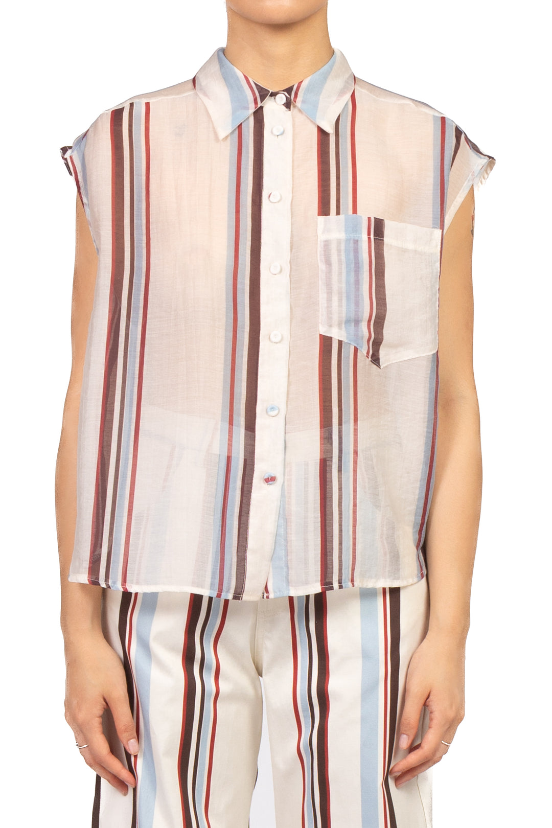 Tensione In - Camicia smanicata rigata Art. S26CH55
