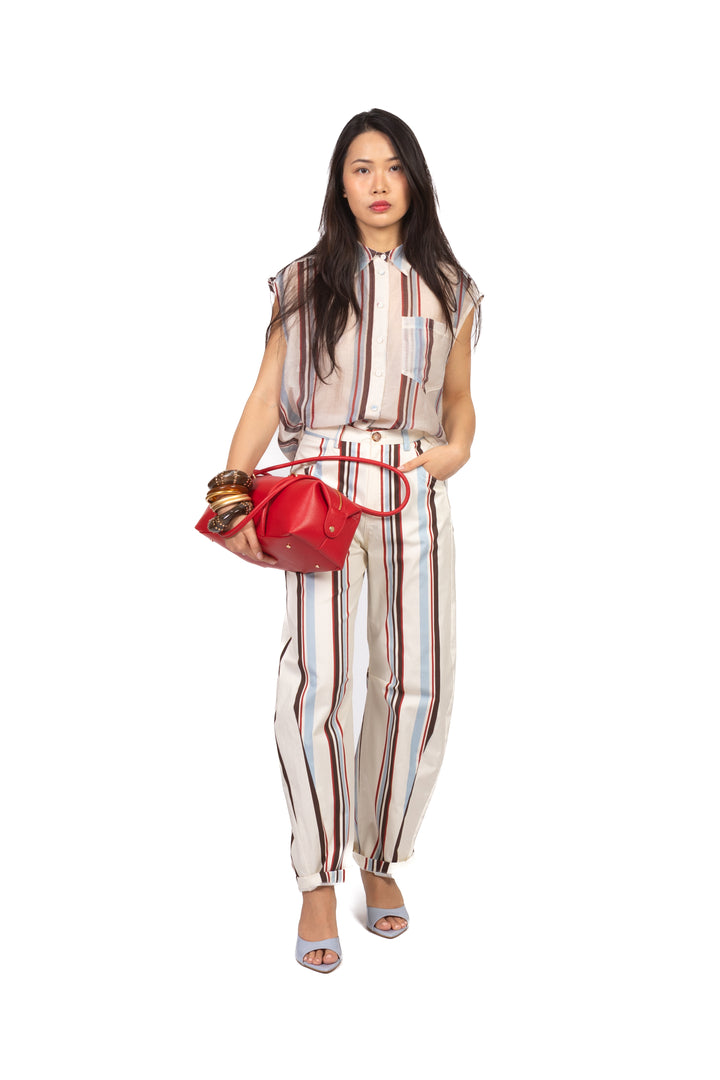 Tensione In - Camicia smanicata rigata Art. S26CH55