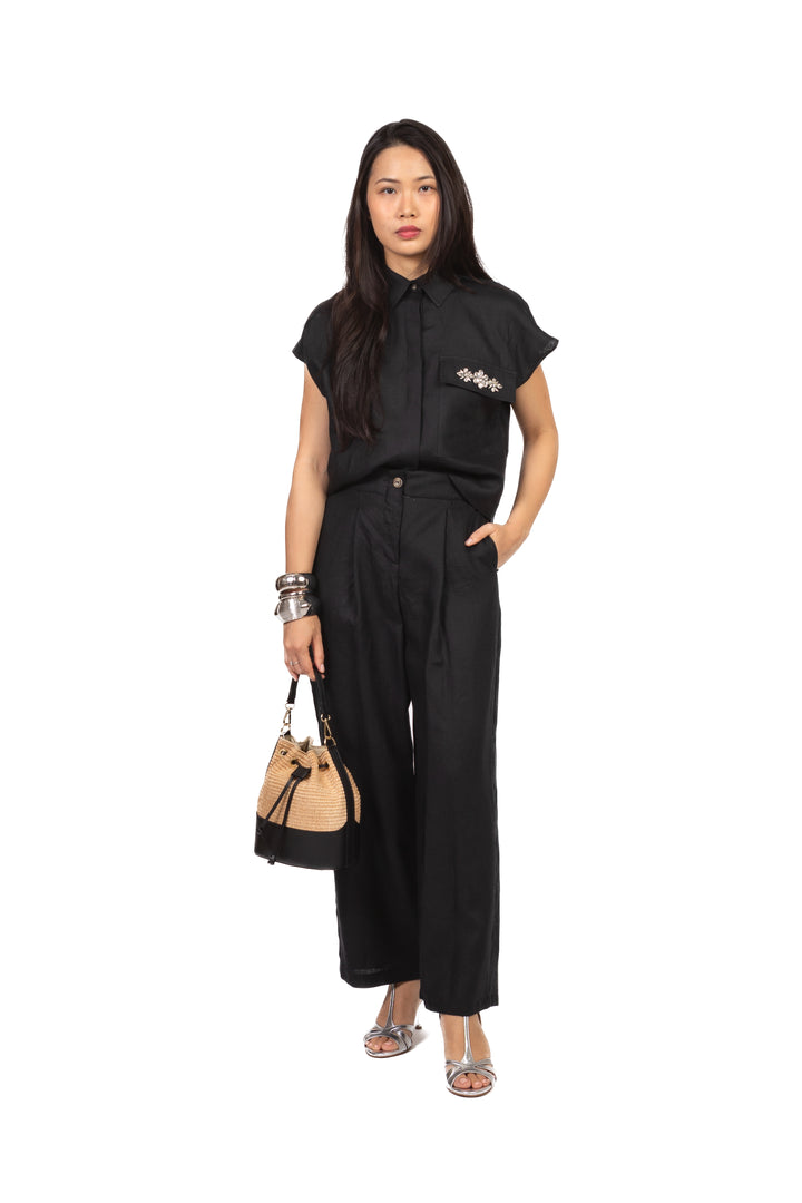 Tensione In - Pantalone in lino con pinces Art. 26P5195