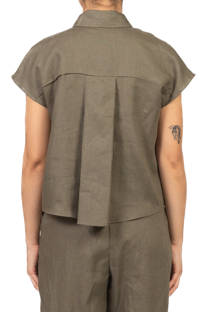 Tensione In - Camicia in lino taschino gioiello Art. 26C5196