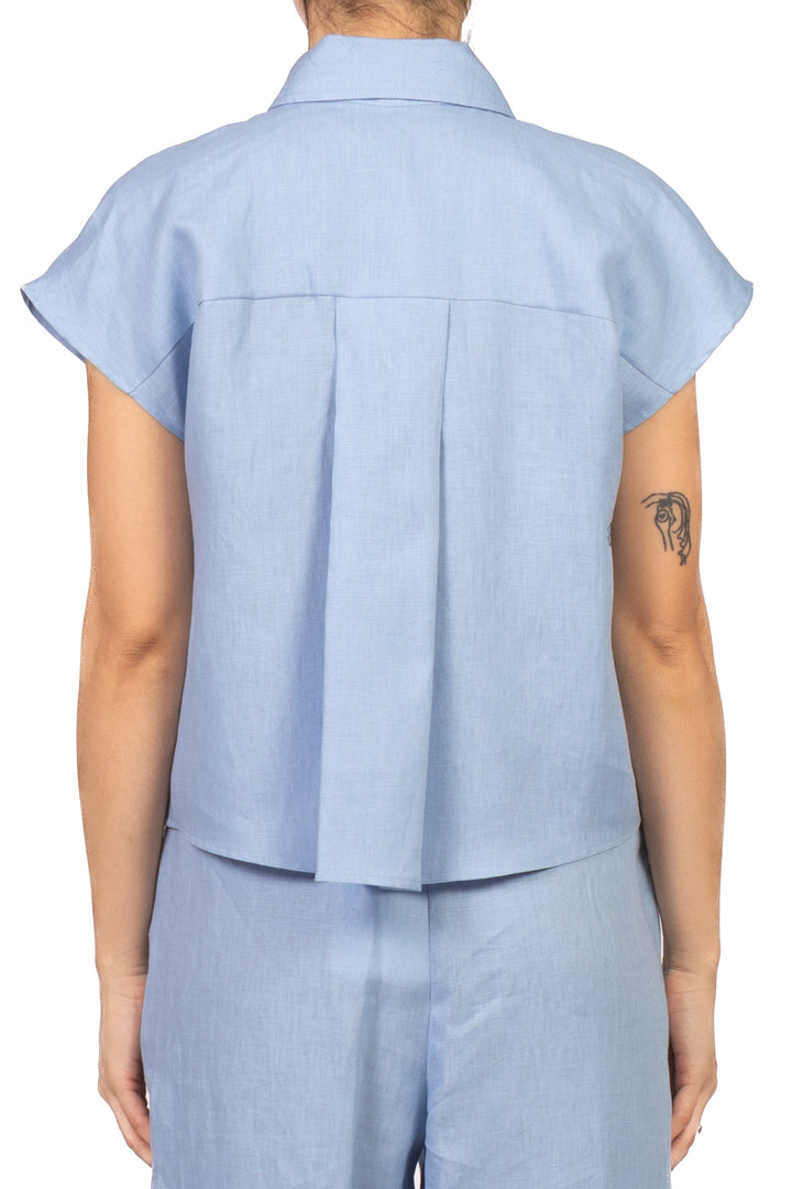 Tensione In - Camicia in lino taschino gioiello Art. 26C5196