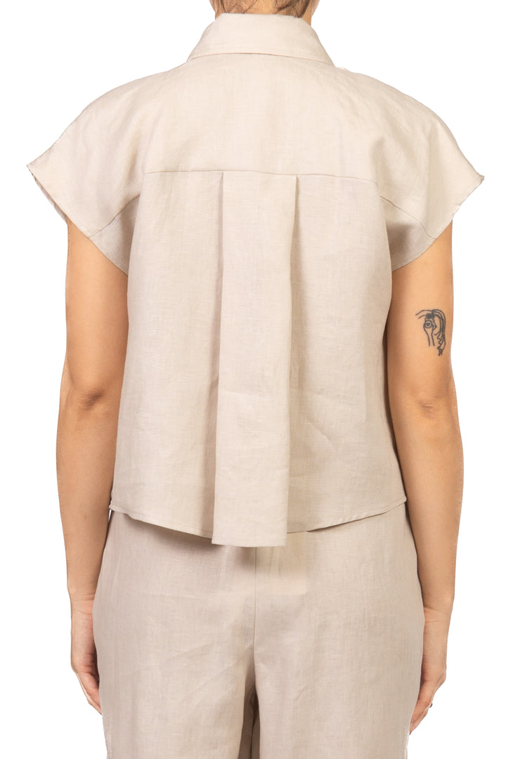 Tensione In - Camicia in lino taschino gioiello Art. 26C5196