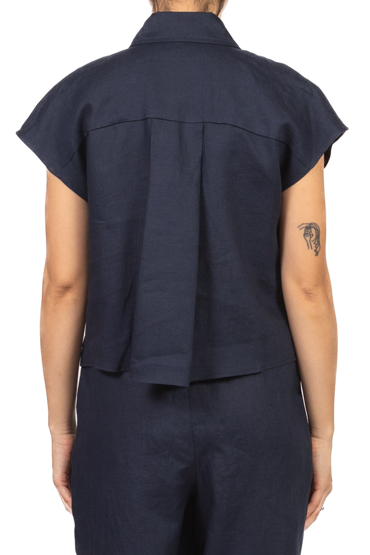 Tensione In - Camicia in lino taschino gioiello Art. 26C5196