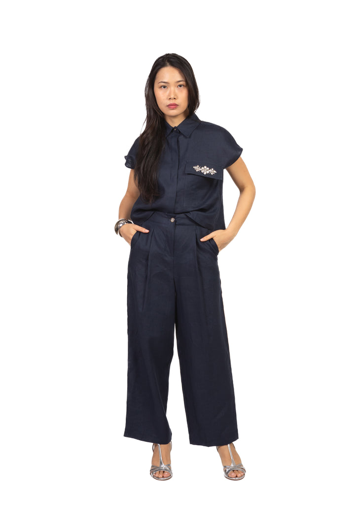 Tensione In - Pantalone in lino con pinces Art. 26P5195