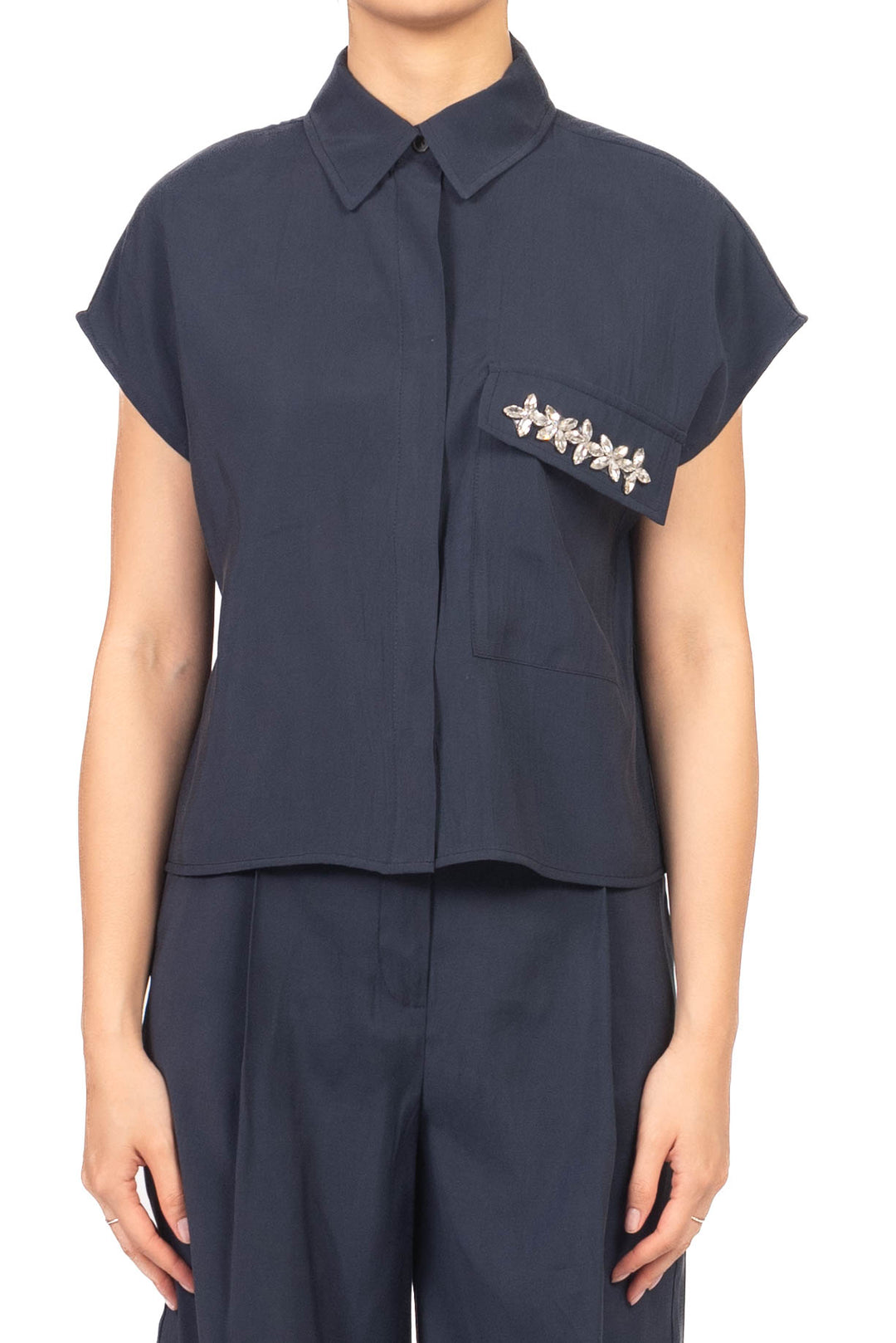 Tensione In - Camicia smanicata cupro gioiello Art. 26C5096