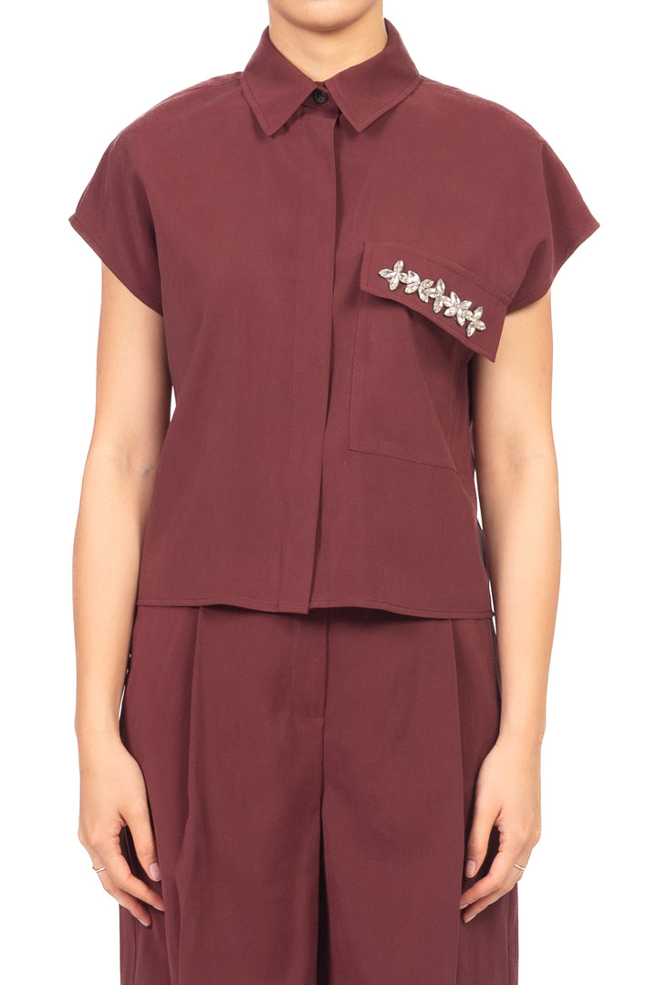 Tensione In - Camicia smanicata cupro gioiello Art. 26C5096