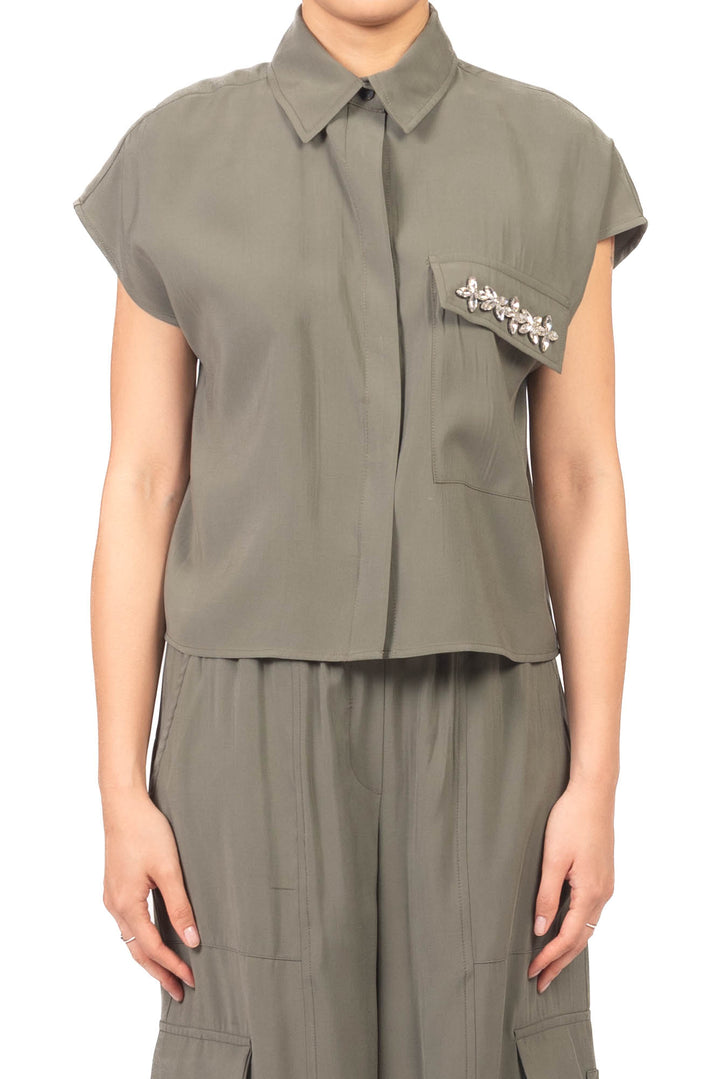 Tensione In - Camicia smanicata cupro gioiello Art. 26C5096