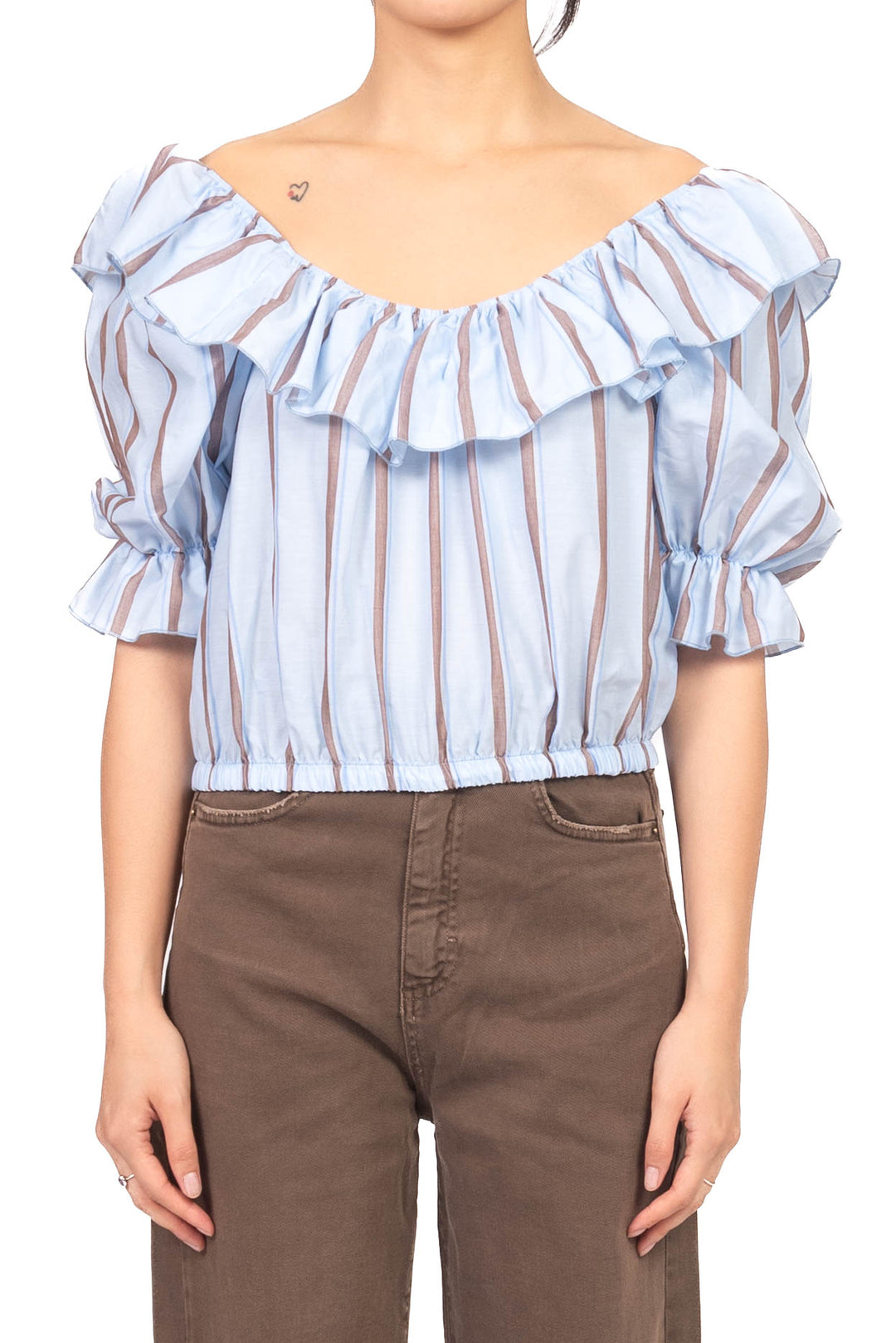 Vicolo - Blusa rigata con rouches Art. TAB2641