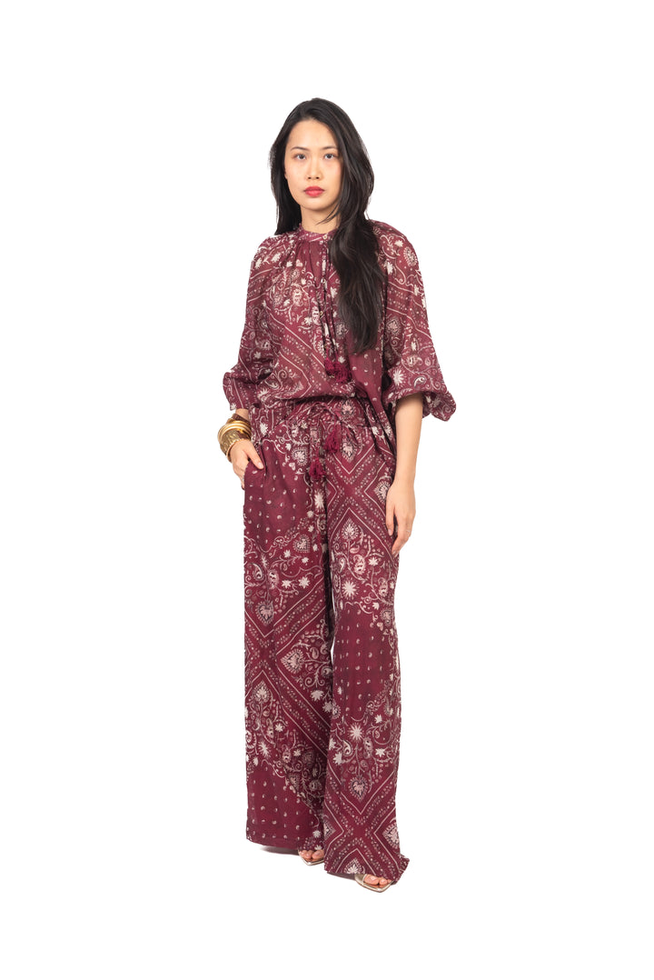 Tensione In - Pantalone palazzo con coulisse fantasia bandana Art. 39471