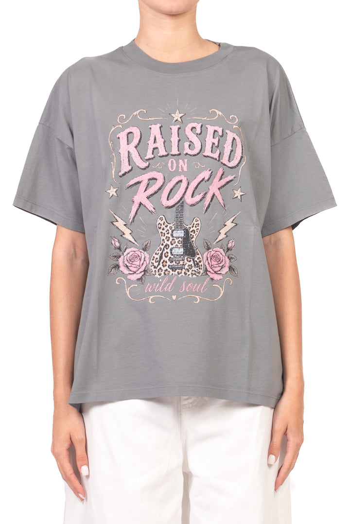 Vicolo - T-Shirt con stampa "Raised On Rock" Art. RAB0893