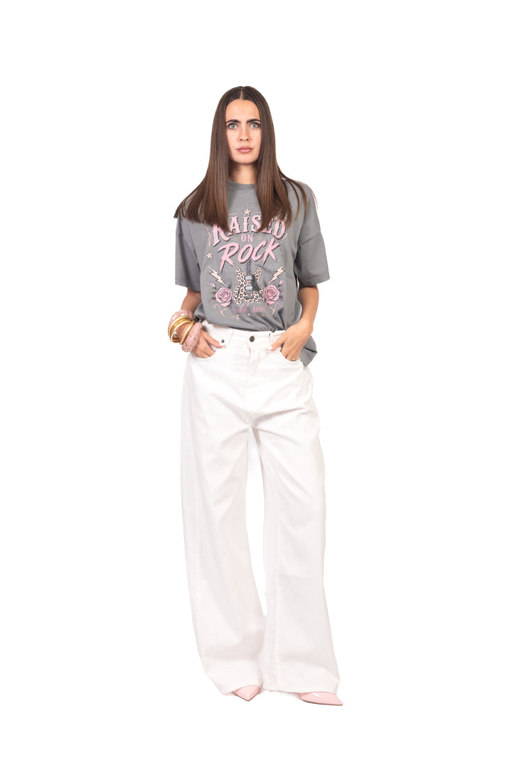 Vicolo - T-Shirt con stampa "Raised On Rock" Art. RAB0893