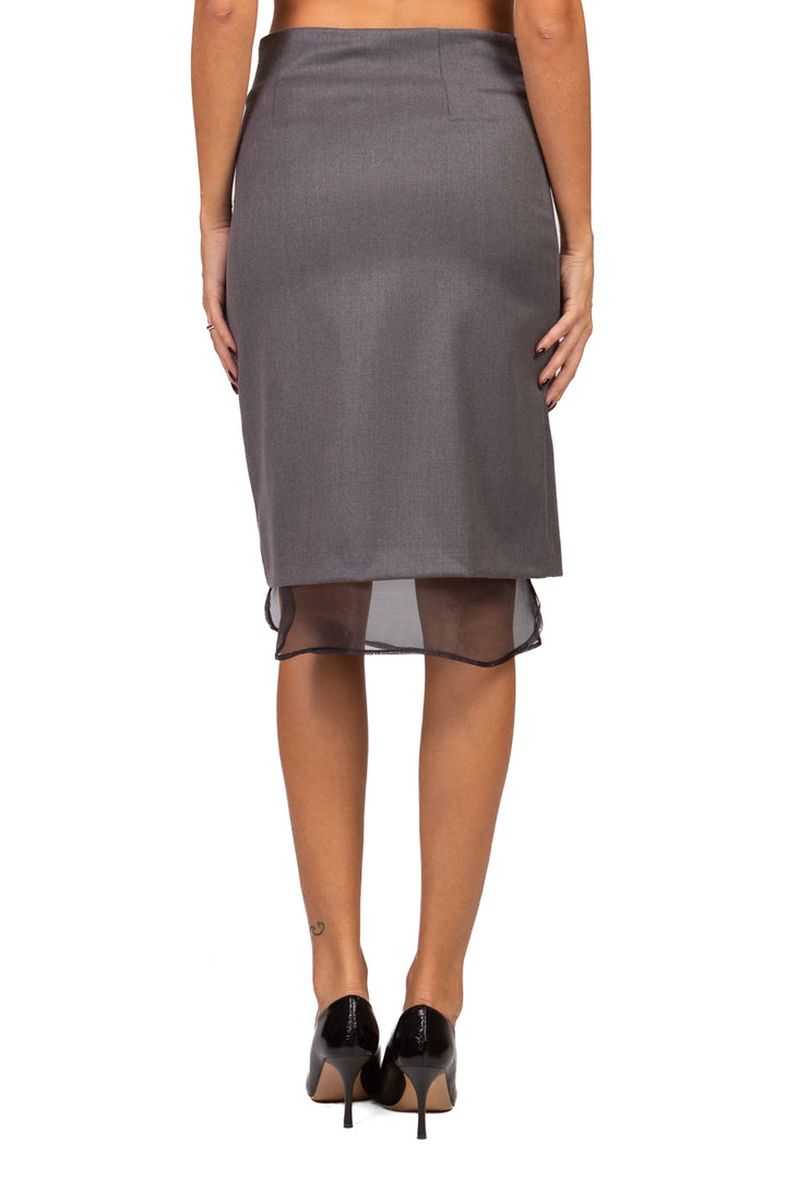 Tensione In - Gonna midi con tulle e applicazioni Art. 27G6715